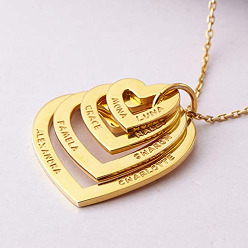 Personalized Heart Necklace – Custom Engraved Family Names Pendant in Sterling Silver