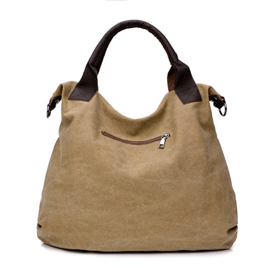 Washed Canvas Hobo Tote – Women’s Large-Capacity Shoulder & Crossbody Bag