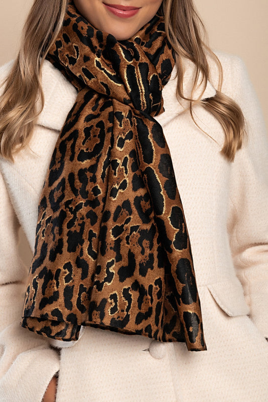 Leopard print scarf, brown