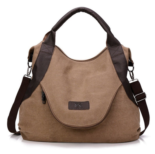 Washed Canvas Hobo Tote – Women’s Large-Capacity Shoulder & Crossbody Bag
