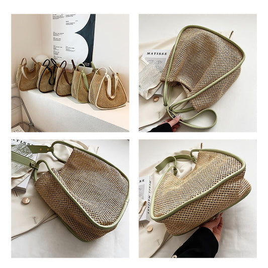 WeaveEase™ – Two-Tone Contrast Woven Shoulder Bag