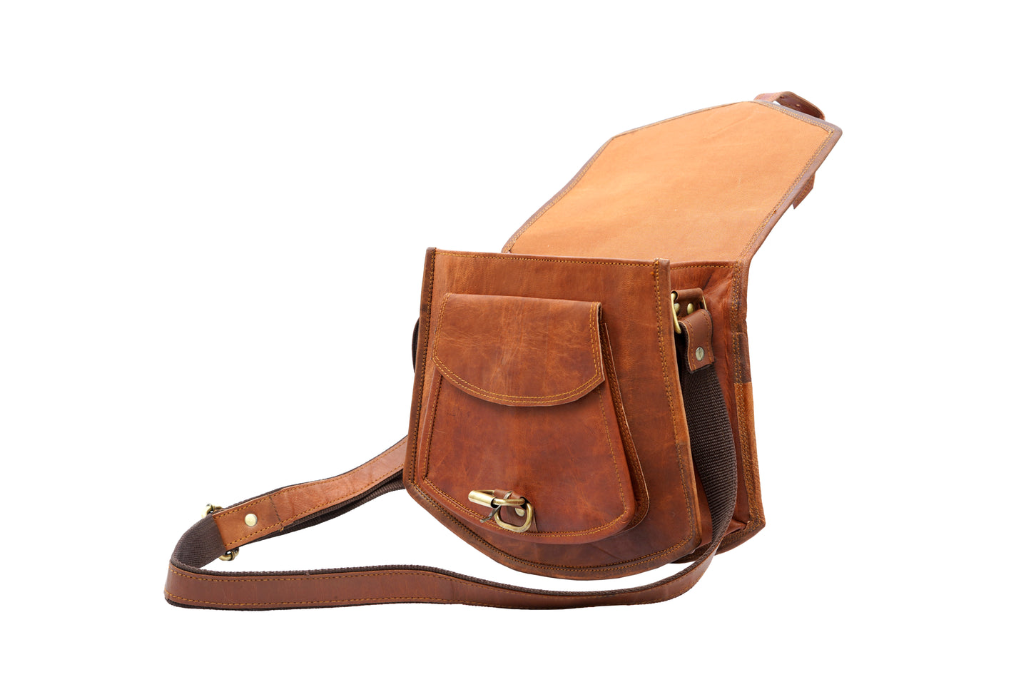 Vintage Full Grain Leather Crossbody Satchel – Women’s Shoulder Sling Handbag