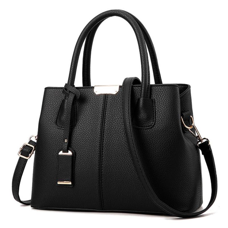 Elegant Black PU Leather Tote Bag – Women’s Fashion Shoulder Handbag